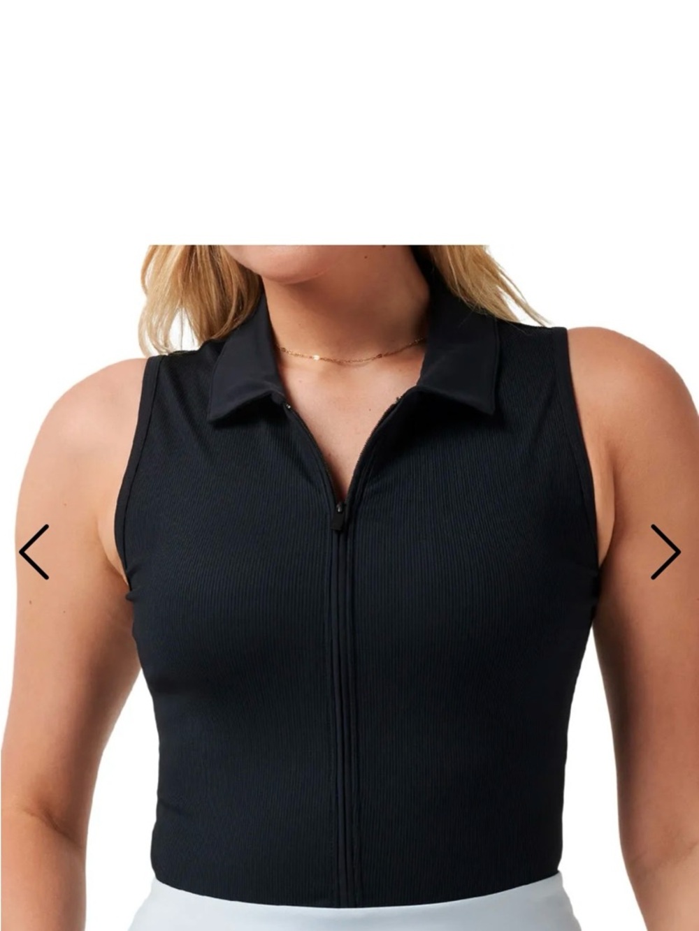 Travis Mathew Black Sleeveless Zip-Front Ribbed Tank - Picture 2 of 5